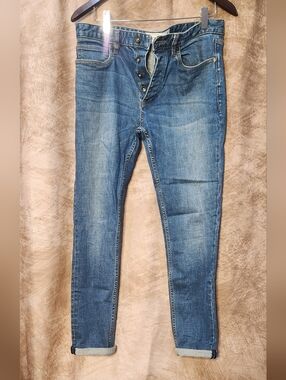 Topman Stretch Skinny Jeans – Men’s W32 L30 – Medium Wash Button Fly Denim